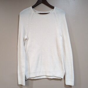 Gap Roll Neck Wool Blend Sweater Womens L‎ Chunky Knit Cream Fisherman Coastal
